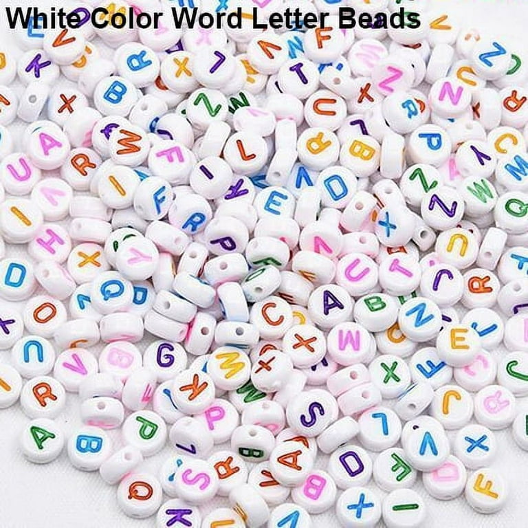 Blue Transparent 7mm Cube Alpha Beads - White Letter Mix (200pcs)