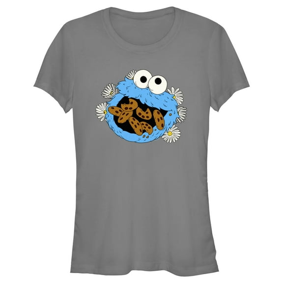 Junior's Sesame Street Cookie Monster and Daisies Graphic T-Shirt