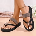 thumbnail image 3 of Rokment Women's Heart Sparkly Rhinestones Plaform Flip Flops Dress Sandals Bride Wedding Beach Glitter Black Memory Foam Chunky Slip on Summer Walking Slippers Black Size 6, 3 of 6