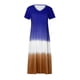 thumbnail image 5 of ICHUANYI Clearance Women Plus Size Daily Tie-dyed Color Block Loose V Neck Short Sleeve Dress(Blue, S) ICHUANYI WER2023081107489, 5 of 7
