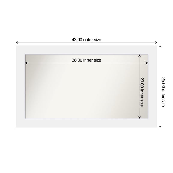 Amanti Art Custom Framed Wall and Bathroom Mirror (25 x 43 in.), Corvino White Frame