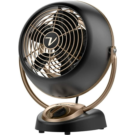 VFAN™ Petite Alchemy Vintage Air Circulator, 3-Speed, Retro Metal, Desk Fan with Adjustable Tilt Head for Bedroom, Office, Dorm Cooling, 12 in Compact Fan, Gunmetal Finish