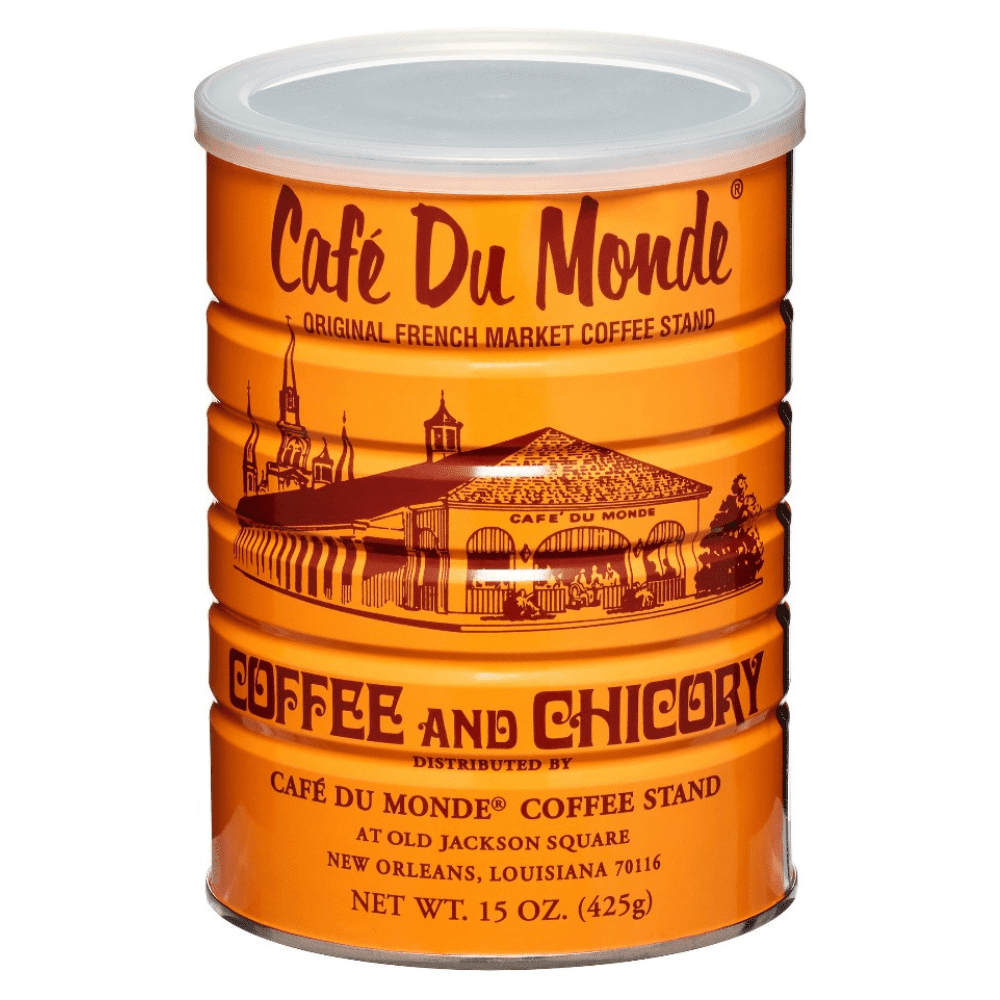 Cafe Du Monde Naturally Caffeinated Ground Coffee and Chicory, 2 Cans, 15 Oz