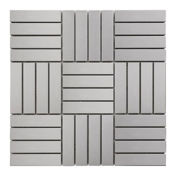 Modket TDH271SS Brushed Nickle Stainless Steel Parquet Mosaic Tile Kitchen Bath Wall Backsplash