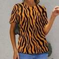 thumbnail image 6 of Animal Print Patterns Womens Tops Women's Fashion Casual Short Sleeve Flower Print Round Neck Pullover Top Blouse, 6 of 6