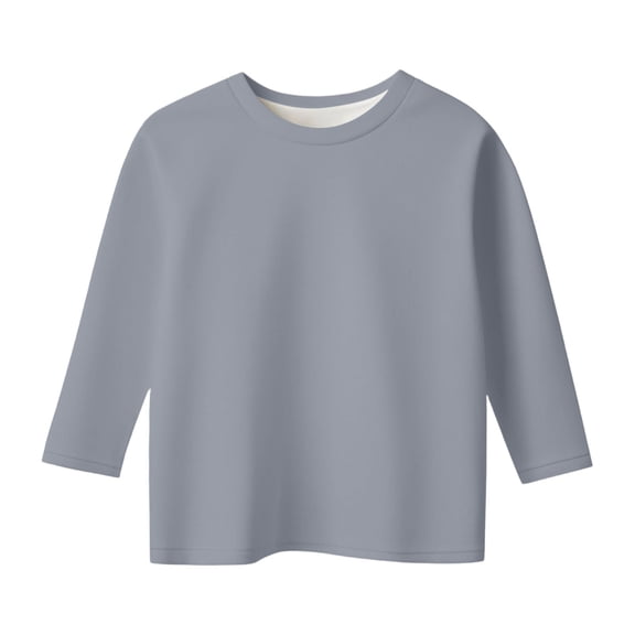 FYDUU Kids Fall Long Sleeve Tops for Boys T Shirts Solid Color Casual Basic Tees Soft Crewneck T-Shirt Daily Comfortable Fit Tee Shirts 12-13 Years