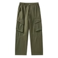thumbnail image 2 of Blmnix Baggy Pants Men Low Rise Cargo Cotton Pants Travel Pants Bottoms Straight-Leg Green Long Casual Pants for Men,XXL, 2 of 8
