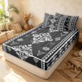 thumbnail image 3 of Erosebridal Hippie Damask Zipper Full Size Comforter Sets with Fitted Sheet and 2 Pillowcases, Boho Aztec Zipper Bedding Set, Charcoal White, Gray Reversible, 3 of 7
