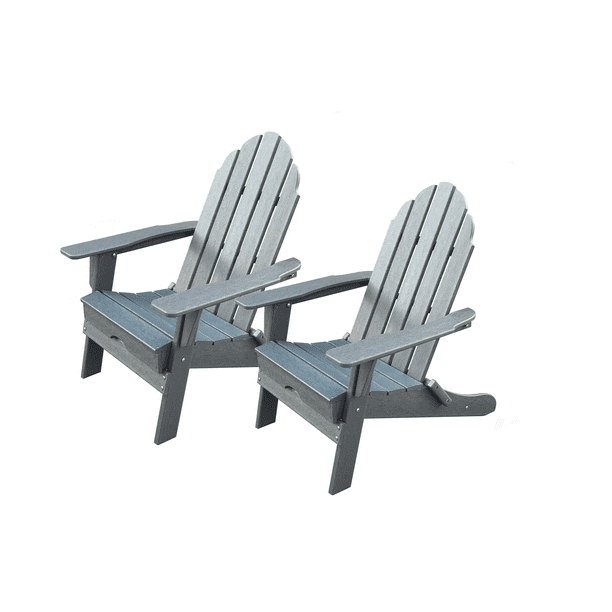 Balboa Plastic Folding Adirondack Chair Gray (2Pack