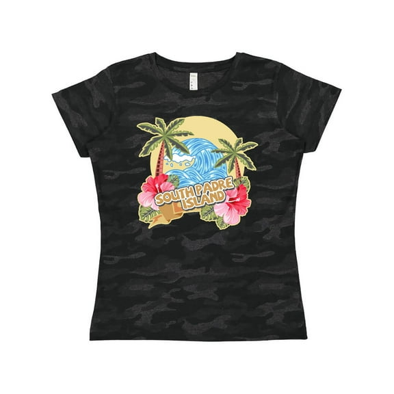 Inktastic Spring Break with Ocean Wave Palm Trees South Padre Island Women's T-Shirt