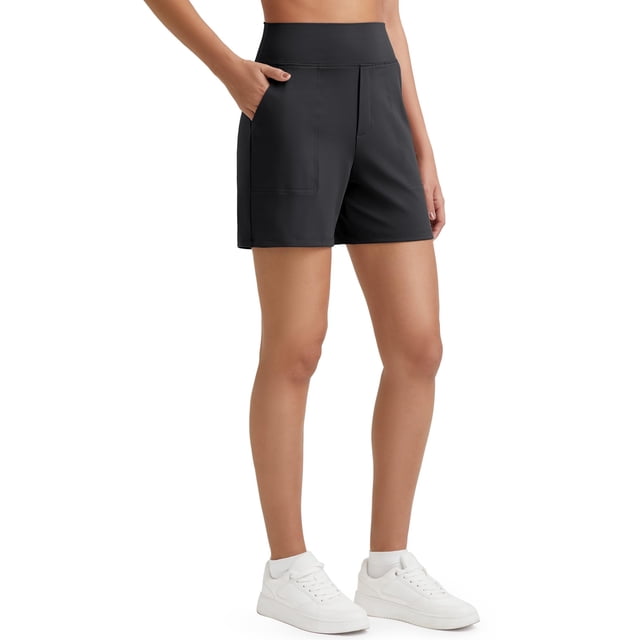 Shorts G4Free de cintura alta para yoga y running, negros, talla L, 13 cm