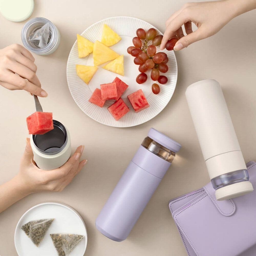 yeacher Funjia 520ml Stainless Steel Tea Infuser Bottle with Vacuum  Insulation, Grape Purple, 316L Medical Grade, Portable Thermos for Hot  Cold
