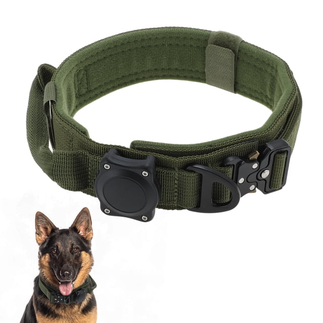 Collar Táctico Impermeable para Perros con Mango de Control y Hebilla de Aleación de Zinc, incluye Accesorios de Destornillador, Verde Militar