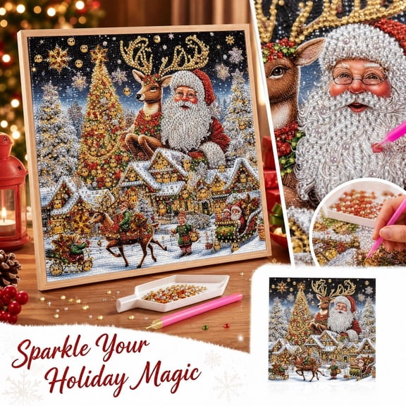 Christmas Diamond Art Kit 5D Special Shaped Rhinestones Christmas Pearl Art Kit for Relaxing Crafting Versatile Display Gear Reliable Setup Choice