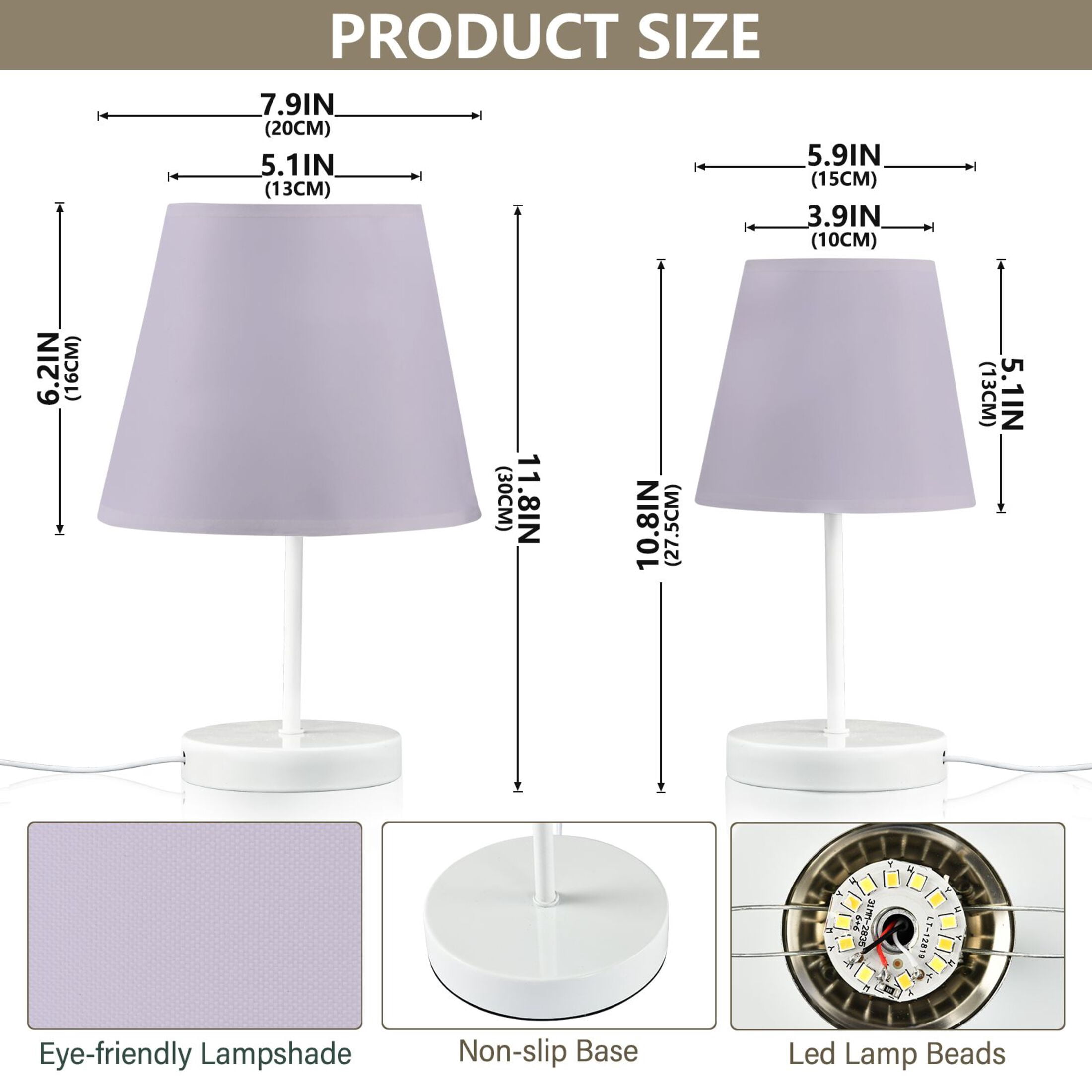 Light Purple Desk Lamp LED Table Nightstand Lamps with 3 Color Temperatures for Home Bedroom Living Room Decor 8x12