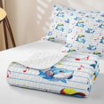 thumbnail image 4 of Feelyou Kawaii Music Shark Quilt King for Boys Girls, Striped Animal King Coverlet Set, White Blue, 3 Pieces, 4 of 7