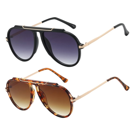2 Pack Oversized Aviator Sunglasses for Women Men Big Large UV Protection Fashion Sun glasses