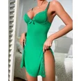 thumbnail image 4 of CHICME Nightgowns For Women Solid Color Lace Trim Side Slit Modal Cami Sleep Dress Womens Pajamas & Loungewear Green-L, 4 of 9