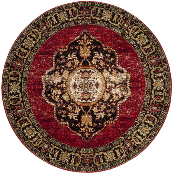 SAFAVIEH Vintage Hamadan Tahnee Oriental Area Rug, Red/Multi, 9' x 9' Round