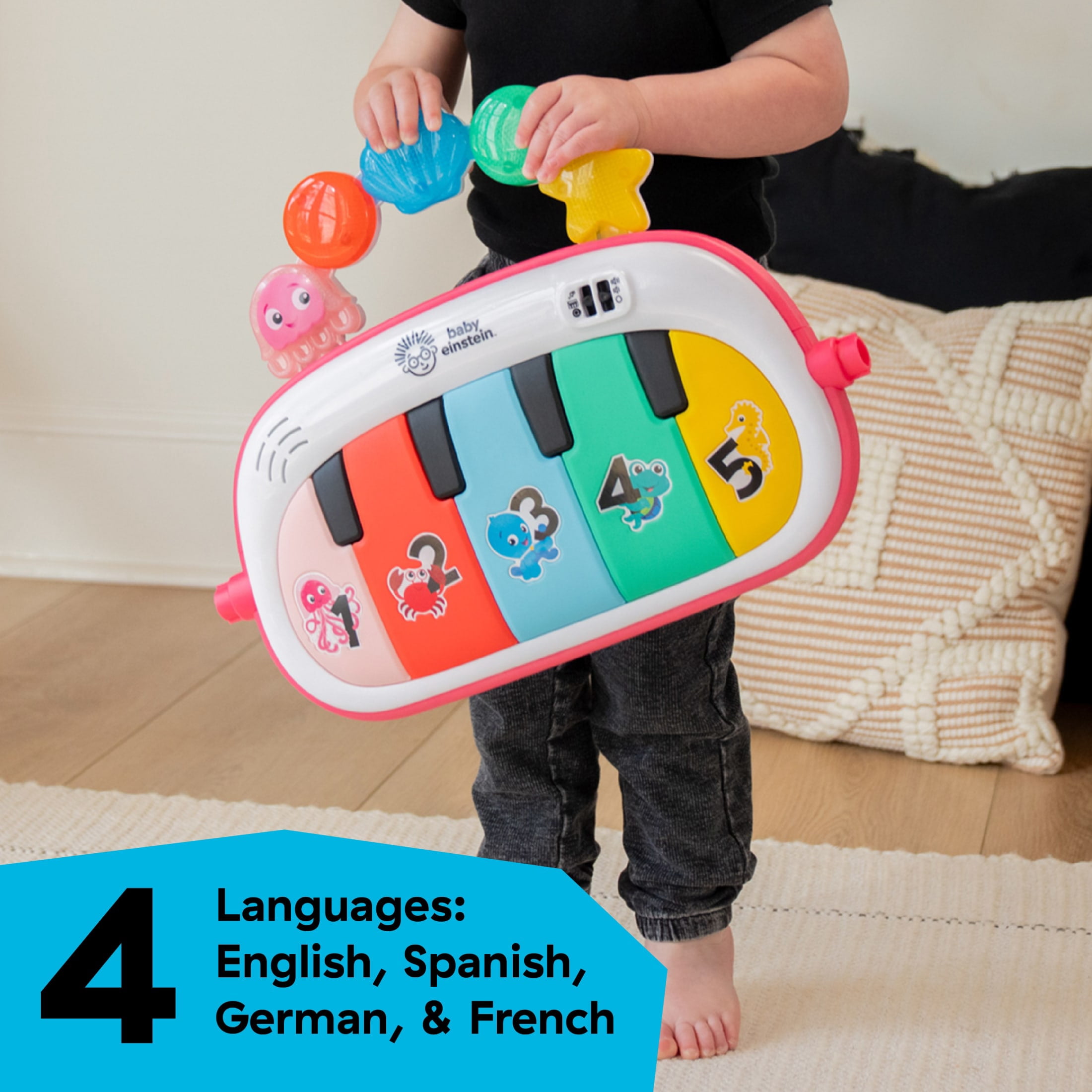 Baby Einstein 4-in-1 Kickin’ Tunes Jellyfish Jamboree Music & Language Discovery Gym, Pink, 0+ Months