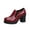 Red, variant on Office Oxford Pumps,Lace Up Block Heel Pumps,Pointed Toe Brogue Shoes,Women Patent Leather Lace Up Oxford Shoes Pointed Toe Chunky Block Heel Brogue Dress Pumps,Red 5