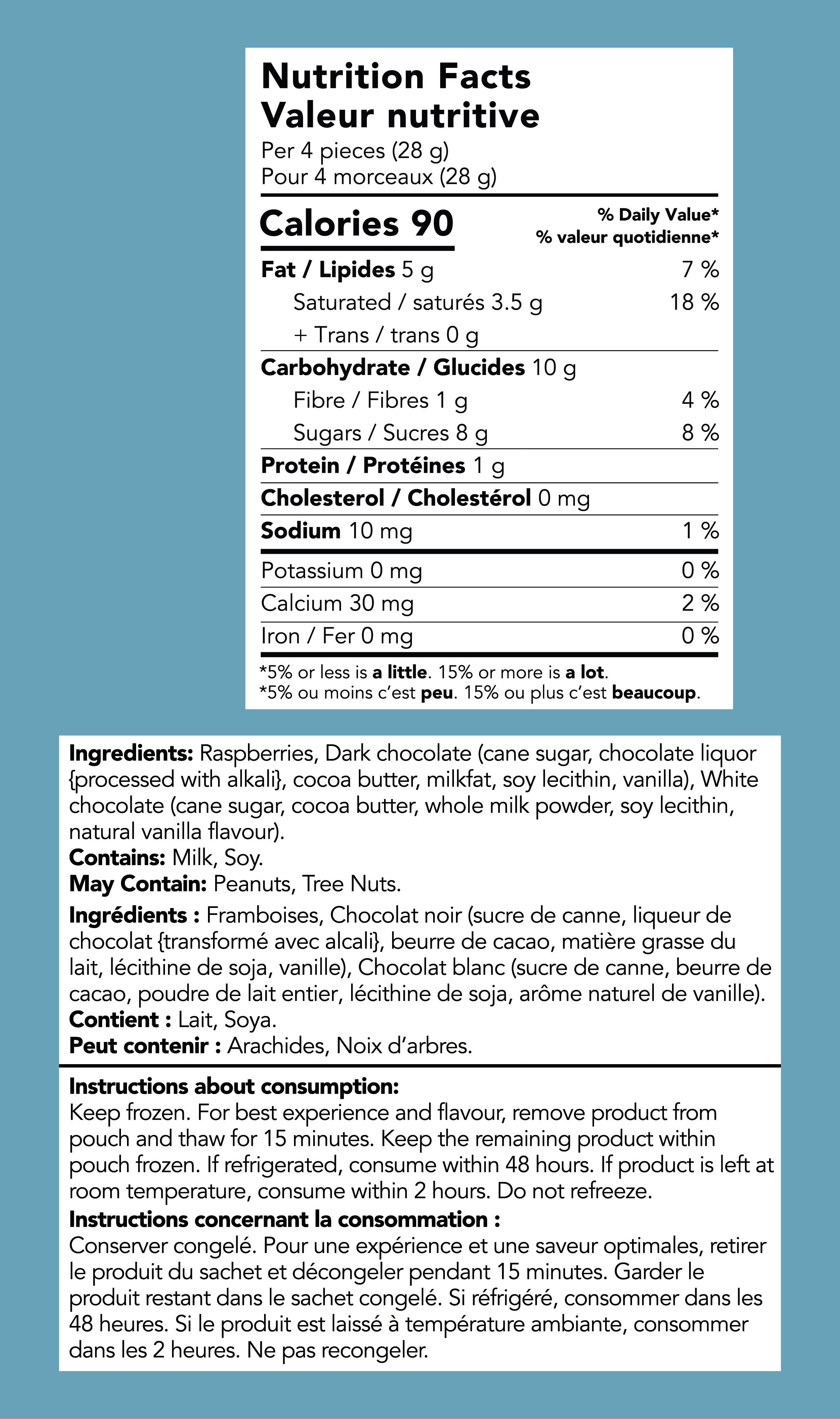 TruFru Frozen Rasperries in White & Dark Chocolate 6oz, TruFru Nature's Raspberries Frozen Fresh in White & Dark Chocolate