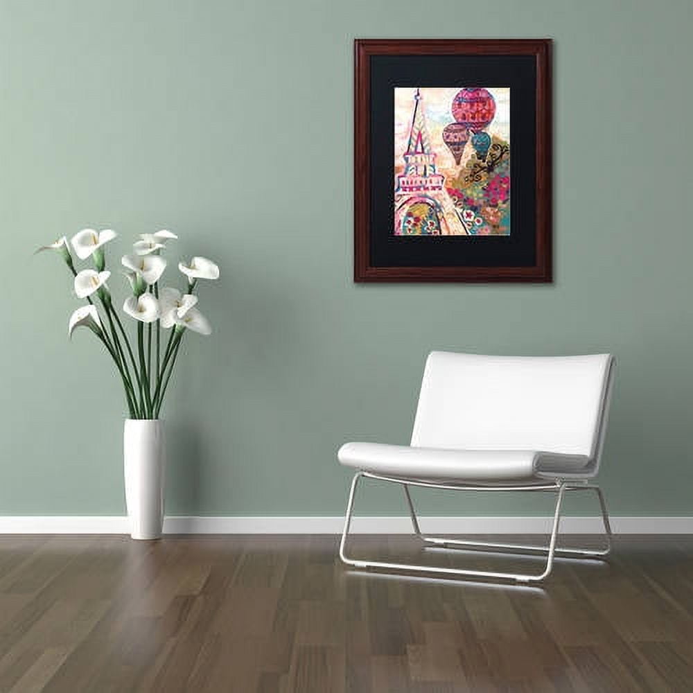 Trademark Fine Art "Ballons Sur Paris" Canvas Art by Natasha Wescoat, Black Matte, Wood Frame