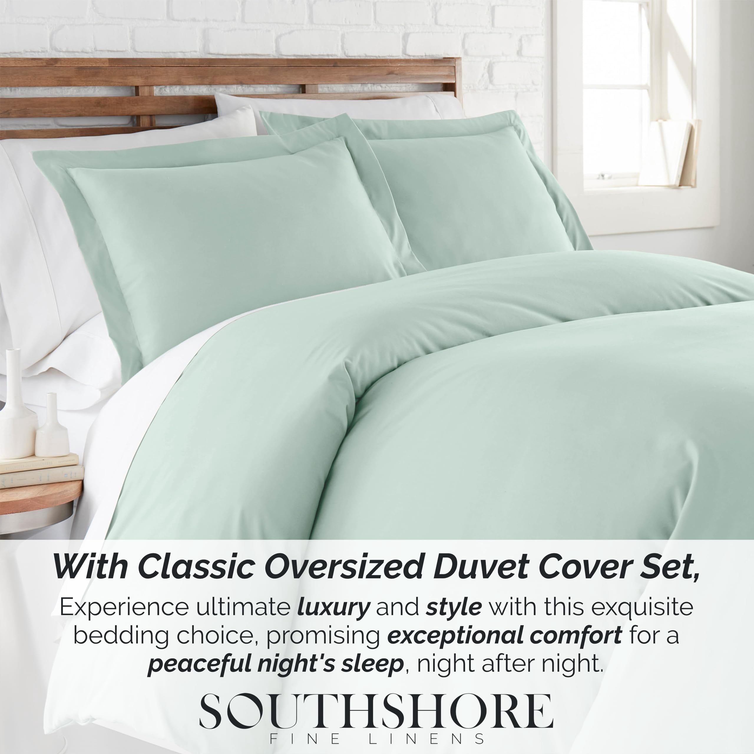 Southshore Fine Living, Inc. Premium Collection Twin Duvet Cover Bedding Set, Light Green