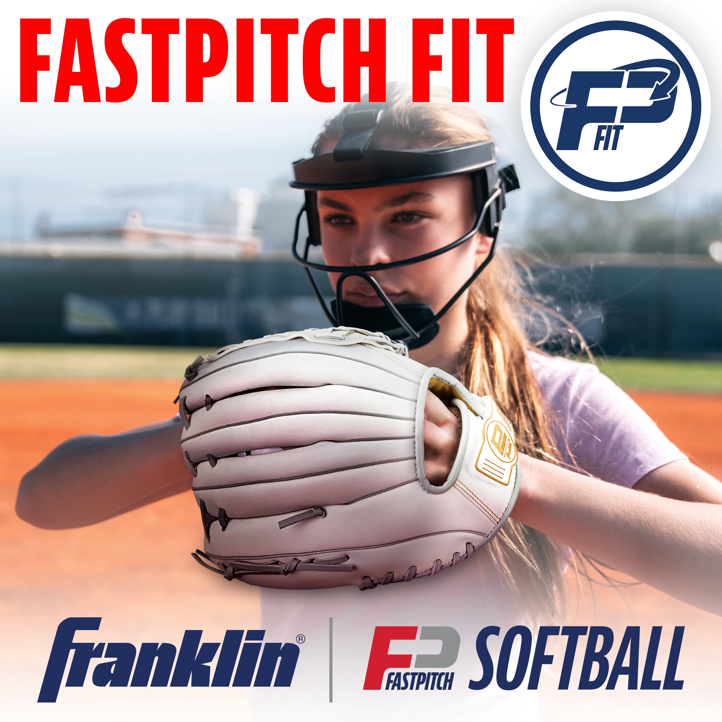 Franklin Sports Fastpitch Softball Glove - Field Master Fastpitch + Softball Mitt - Women's + Girls' Lefty Glove - Adult + Youth Baseball + Softball Gloves - Left Hand Throw - 12.0\" - White + Grey