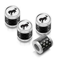 iPick Image for Ford Bronco in White on Real Carbon Fiber Barrel Silver Aluminum Tire Valve Stem Caps, Official Licensed