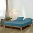 thumbnail image 2 of Subrtex Bed Sheets Wrinkle Resistant Premium Microfiber Deep Pocket Fitted Sheet, Peacock Blue, King, 2 of 7