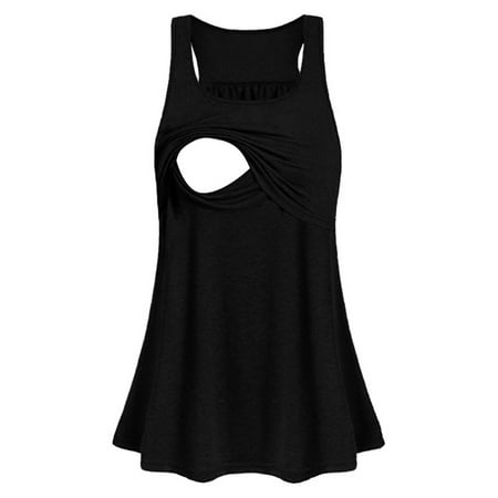 

WISEFIN Maternity Women Nursing Solid Color Round Neck Racerback Tank Tops