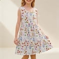 thumbnail image 2 of OVAFBAU Girls Dresses Summer Outfits Floral Print Sleeveless Sundress A Line Beach Cotton Sundress, 2 of 5