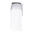 thumbnail image 4 of Haitryli Womens Belly Dance Skirt Fringed Hip Scarf Colorful Waistband Tiered Sequin Tassel Waist Chain White One Size, 4 of 7