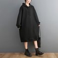 thumbnail image 3 of Vestido Irfora Vestido sólido suelto para mujer Sudaderas con capucha con cordón cálido Jersey informal con capucha de manga larga con bolsillos Irfora Vestido, 3 of 5