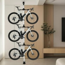 360° Adjustable Hook Indoor Bike Storage Pole Stand ,Floor to Ceiling 3 Bike Vertical Freestanding Hanger Parking Rack, Bicycle Storage Rack for Storing Bicycles in Garages or Apartments