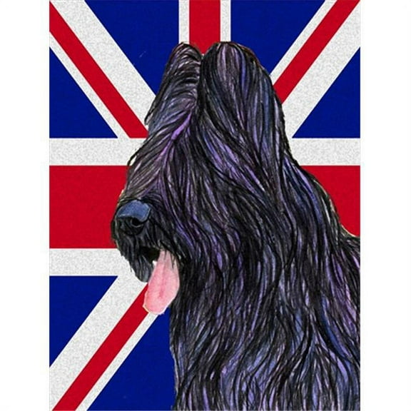Briard With English Union Jack British Flag Flag Garden Size