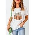 thumbnail image 5 of Women's White Thanksgiving Bow Knot Pumpkin Print Round Neck T-Shirt | [ZhiHiMeRi] | (US 4-6)S, 5 of 9