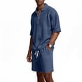 thumbnail image 6 of Zimjoy Mens Short Sets 2 Pieces Outfits 1/4 Zipper Waffle Knit Shorts and Short Sleeve Polo Shirts Set Summer Casual Tracksuits, Navy 2XL, 6 of 7