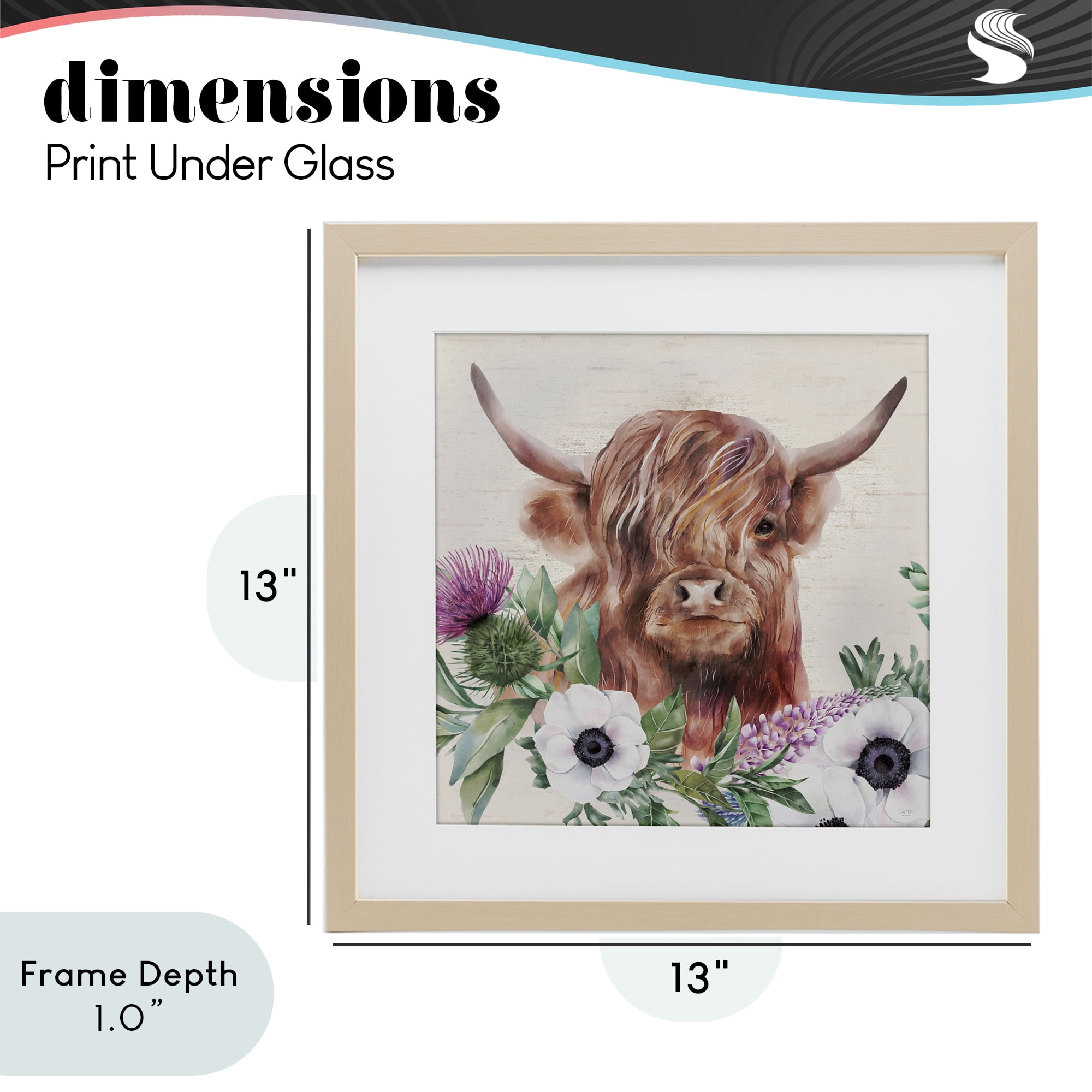 Stupell Industries Penny The Highland Cow Birch Framed Print Under Glass, design by Lux + Me Designs