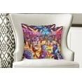 thumbnail image 3 of Ambesonne Cat Throw Pillow Cover Pack of 2, Trippy Funny Kitty Disco Scene, 2 Pcs-16"x16", Fuchsia Multicolor, 3 of 5