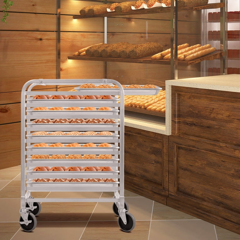 10 Sheets Aluminum Rolling Bakery Pan Rack - Costway