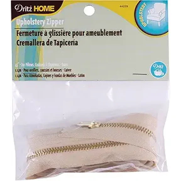 Dritz Brass Upholstery Zipper 45' Beige