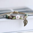 thumbnail image 6 of rygai Women Bracelet Handmade Braided Woven Ceramic Beads Hollow Leaf Ethnic Style Gift Adjustable Flower Charm Students Bracelet Rope Fashion Jewelry,Brown, 6 of 7