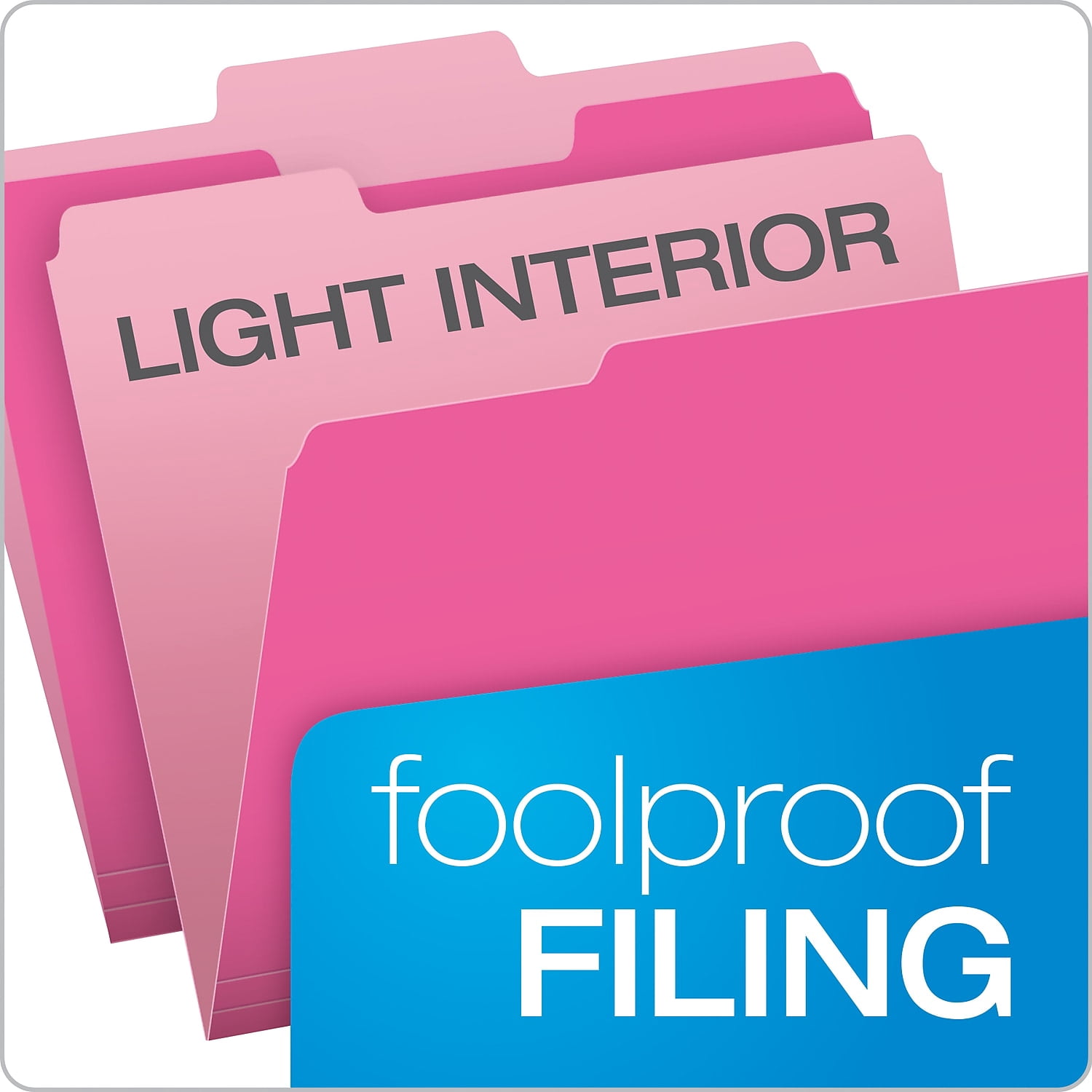Pendaflex Interior File Folders 1/3 Cut Top Tab Letter Pink 100/Box 421013PIN