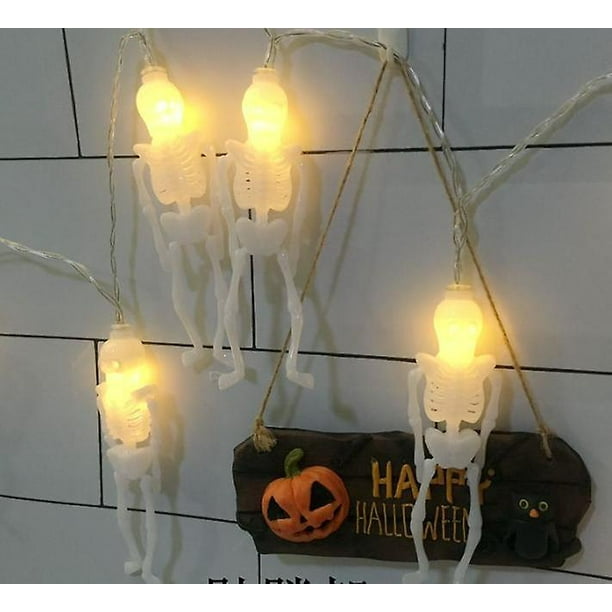 Guirnalda de luces led para Halloween, festival de fantasmas, araña, calabaza, guirnalda de luces, Calavera, decoración de ojos, blanco, 3 m