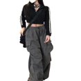 thumbnail image 4 of Ladies Cargo Pants  Solid Loose Trousers with Elastic Waistband and Pockets, 4 of 9