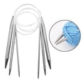 thumbnail image 3 of Paquete de 3 piezas de agujas de tejer de Metal juego de agujas de punto circulares de acero inoxidable herramientas de ganchillo de doble punta Kits Soledad Gancho de aguja de tejido circular, 3 of 9