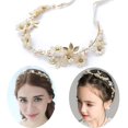 thumbnail image 1 of Corona de flores para el cabello, diadema con corona de flores de margarita, joyería para el cabello de boda, cuentas de cristal dorado con accesorio de cinta, accesorio para el cabello de boda, 1 pieza Rojo Verde, 1 of 5
