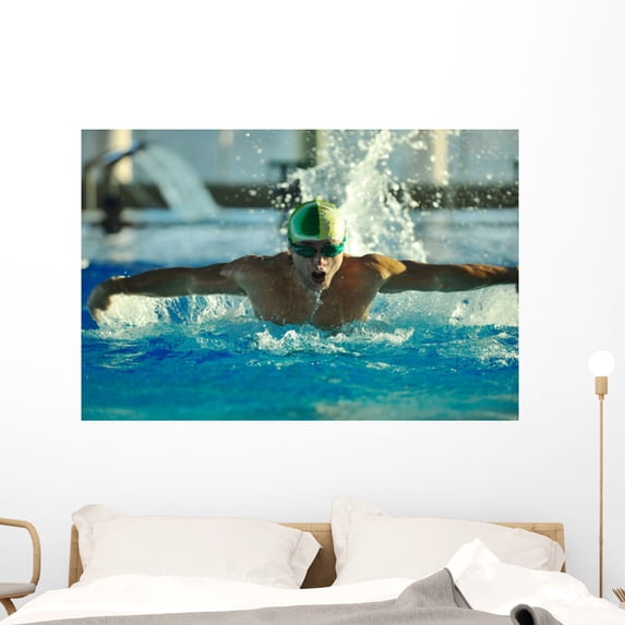 Swimmer Wall Mural by Wallmonkeys Peel and Stick Graphic (48 in W x 32 in H) WM216955